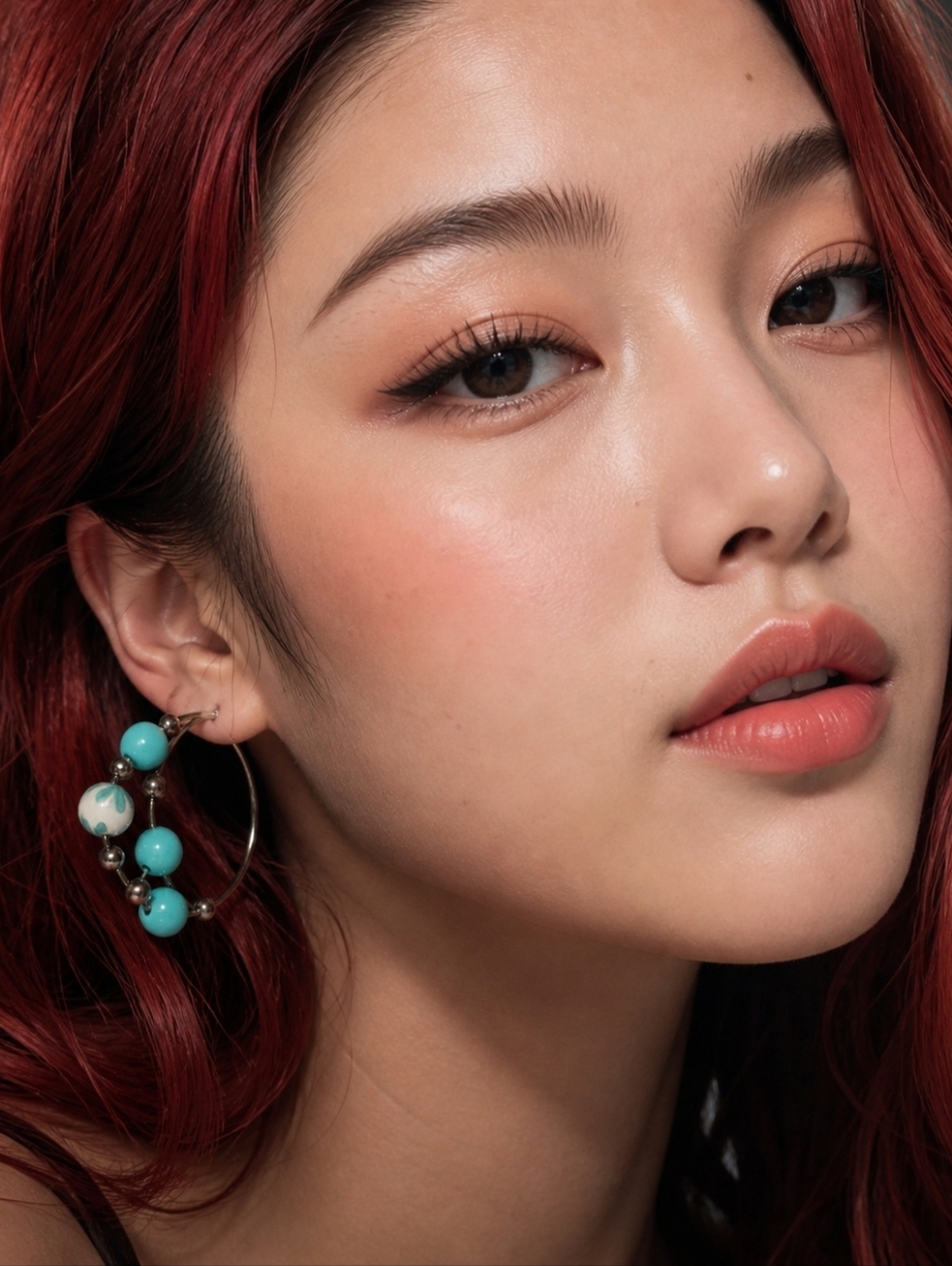 Turquoise and Silver Hoop Earrings